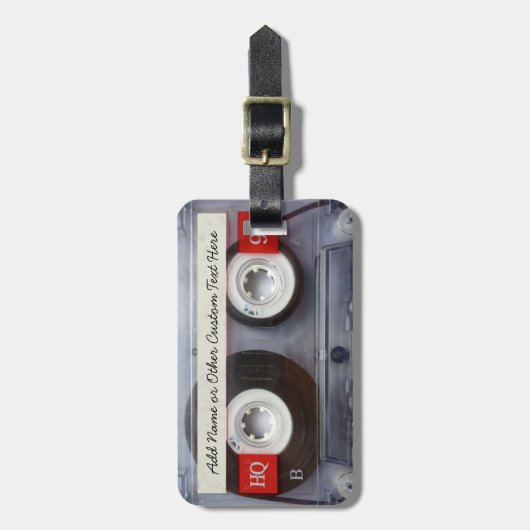 Funny 80's Cassettebandje, gepersonaliseerd Bagagelabel (Voorkant verticaal)