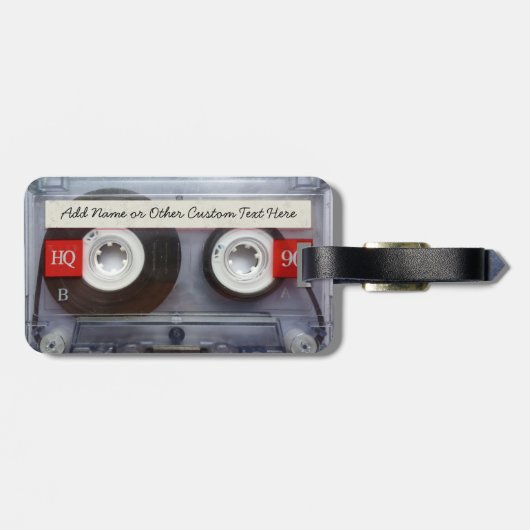 Funny 80's Cassettebandje, gepersonaliseerd Bagagelabel (Achterkant horizontaal)