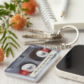Funny 80's Cassettebandje, gepersonaliseerd Sleutelhanger (Voorkant Rechts)