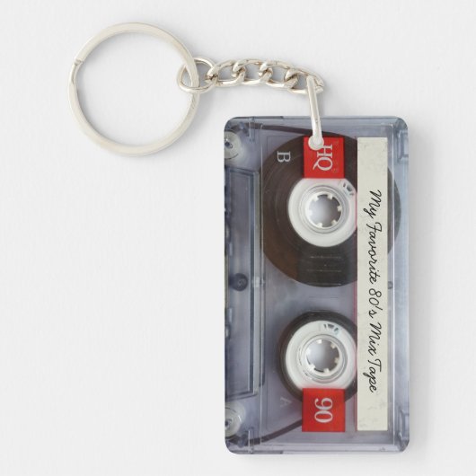 Funny 80's Cassettebandje, gepersonaliseerd Sleutelhanger (Voorkant)