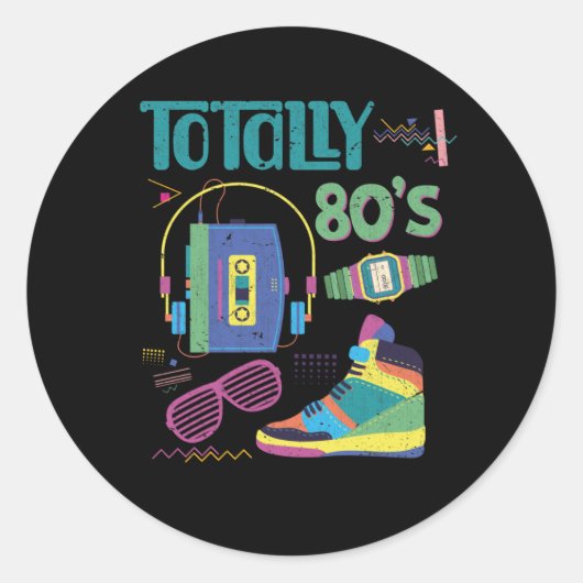 Funny 80s Music Old School 1980s Party Ronde Sticker (Voorkant)