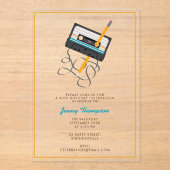 Funny 80s Muziek Retro Cassettebandje 40e Verjaard Acryl Uitnodigingen (Voorkant)