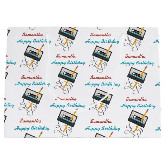 Funny 80s Muziek Retro Cassettebandje Verjaardagsn Groot Cadeauzakje (Voorkant)