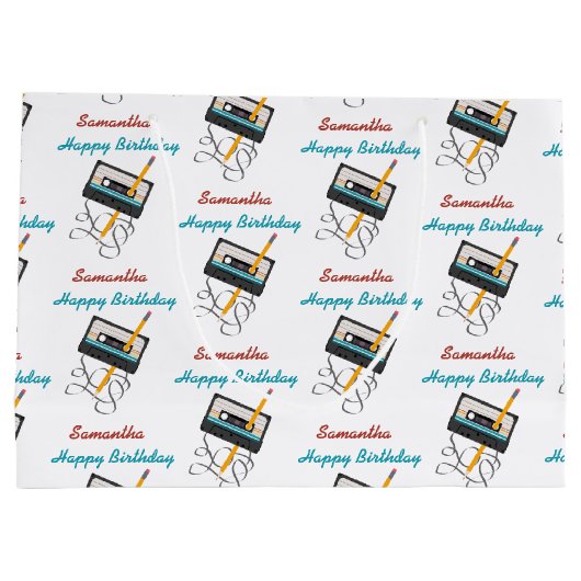 Funny 80s Muziek Retro Cassettebandje Verjaardagsn Groot Cadeauzakje (Achterkant)