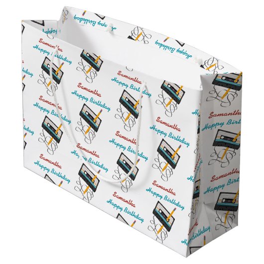 Funny 80s Muziek Retro Cassettebandje Verjaardagsn Groot Cadeauzakje (Achterkant Gekanteld)