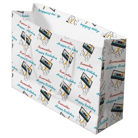 Funny 80s Muziek Retro Cassettebandje Verjaardagsn Groot Cadeauzakje (Voorkant Gekanteld)
