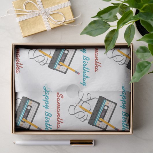 Funny 80s Muziek Retro Cassettebandje Verjaardagsn Tissuepapier (Geschenk)