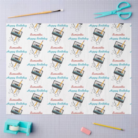 Funny 80s Muziek Retro Cassettebandje Verjaardagsn Tissuepapier (Craft)