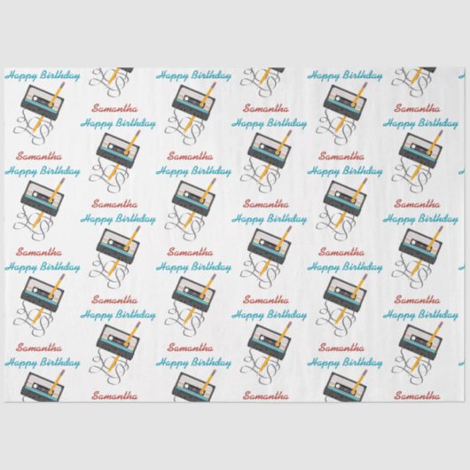 Funny 80s Muziek Retro Cassettebandje Verjaardagsn Tissuepapier (Voorkant)