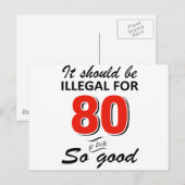 Funny 80ste jarige design briefkaart (Voorkant / Achterkant)