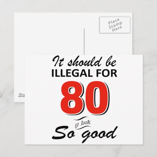 Funny 80ste jarige design briefkaart (Voorkant / Achterkant)