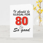 Funny 80ste jarige design kaart (Gele Bloem)