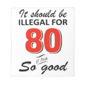 Funny 80ste jarige design notitieblok (Voorkant)