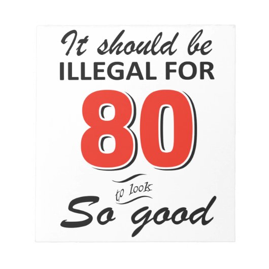 Funny 80ste jarige design notitieblok (Voorkant)