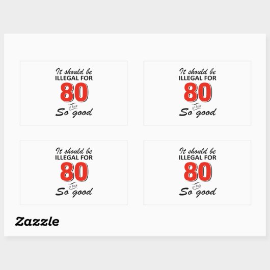 Funny 80ste jarige design rechthoekige sticker (Vel)