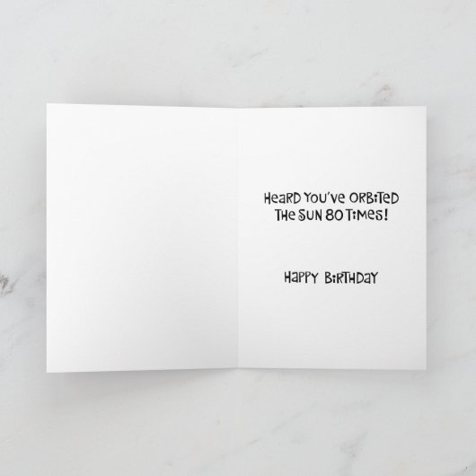 Funny 80th Birthday Gefeliciteerd Kaart (Binnen)