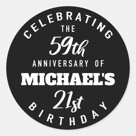 Funny 80th Birthday, gepersonaliseerd Ronde Sticker (Voorkant)