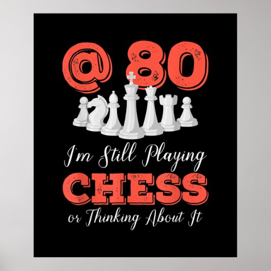 Funny 80th Birthday Gift - 80-jarige Chess Queen Poster (Voorkant)