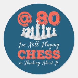 Funny 80th Birthday Gift - 80-jarige Chess Queen Ronde Sticker