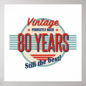 Funny 80th Birthday Old Fashioned Poster (Voorkant)