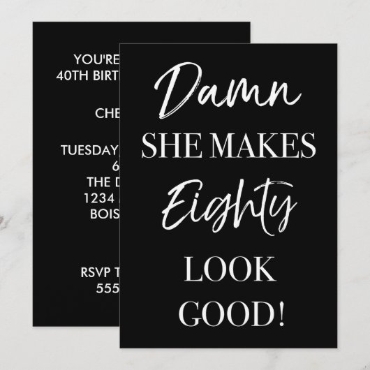 Funny 80th Birthday Party Kaart (Voorkant / Achterkant)