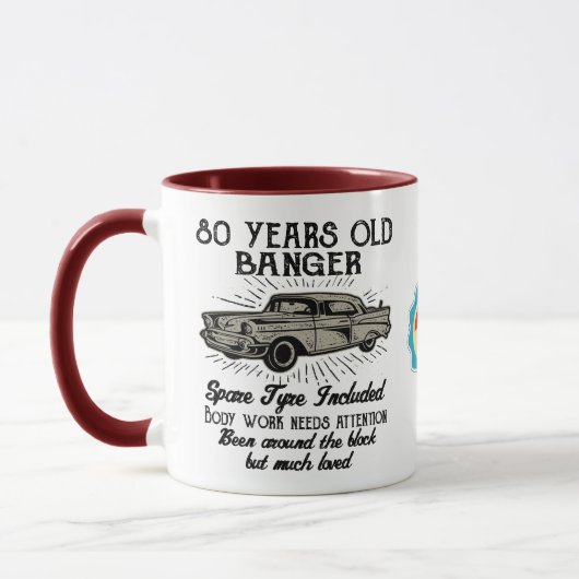 Funny 80th Birthday Retro Car Banger Add Name Date Mok (Links)