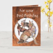 Funny 83rd, 80ste derde, Birthday Howling Coyote Kaart (Gele Bloem)