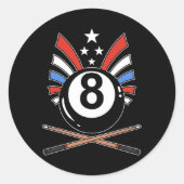Funny 8 Ball Billiard Pool Player Acht Ball Billi Ronde Sticker (Voorkant)