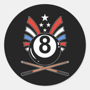 Funny 8 Ball Billiard Pool Player Acht Ball Billi Ronde Sticker