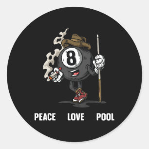 Funny 8 Ball Billiard Pool Player Acht Ball Billi Ronde Sticker