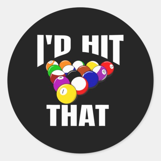 Funny 8 Ball Mannen Billiards Pool Id Hit dat Ronde Sticker (Voorkant)