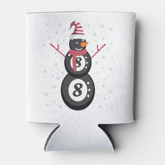 Funny 8 Ball Pool Snowman Kerstmis Nieuwjaar Cadea Blikjeskoeler (Voorkant)