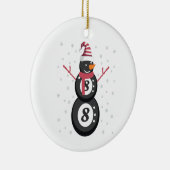 Funny 8 Ball Pool Snowman Kerstmis Nieuwjaar Cadea Keramisch Ornament (Rechts)
