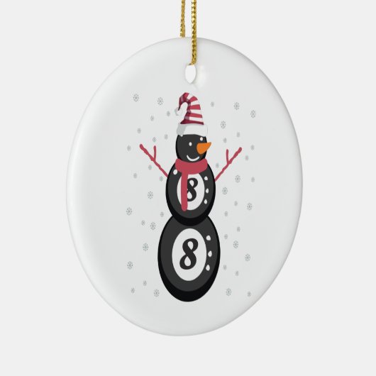 Funny 8 Ball Pool Snowman Kerstmis Nieuwjaar Cadea Keramisch Ornament (Rechts)
