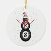 Funny 8 Ball Pool Snowman Kerstmis Nieuwjaar Cadea Keramisch Ornament (Voorkant)