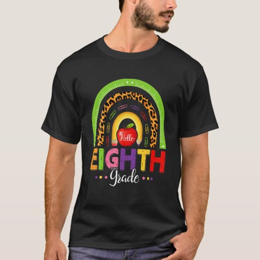 Funny 8e graadmeter regenboog Hallo terug naar Sch T-shirt (Voorkant)