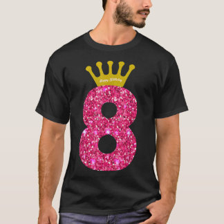 Funny 8th Party Number 8 Old Girls 8th Birthd T-shirt