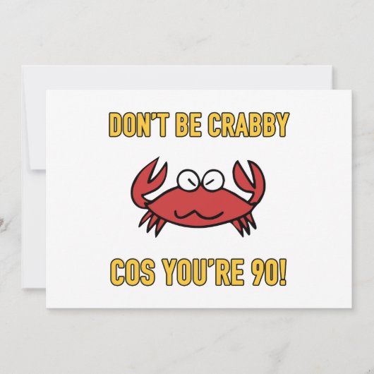 Funny 90th Birthday (Crabby) Kaart (Voorkant)