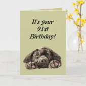 Funny 91st Birthday Customize Labrador Retriever Kaart (Gele Bloem)