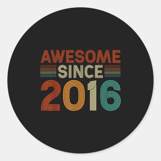 Funny 9 Year Old Awesome Since 2016 Birthday Son B Ronde Sticker (Voorkant)