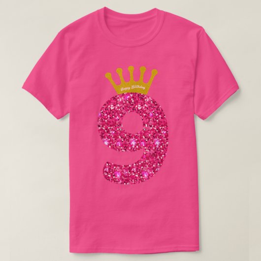 Funny 9th Party Number 9 Old Girls 9th Birthd T-shirt (Design voorkant)