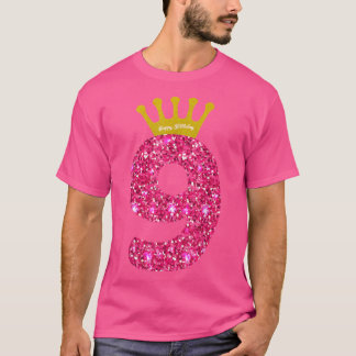 Funny 9th Party Number 9 Old Girls 9th Birthd T-shirt