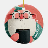 Funny A Cheerful Man With Glasses Happy Holiday Keramisch Ornament (Achterkant)