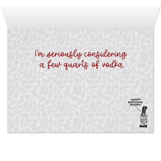 Funny "A Enkele Quarts of Vodka" Birthday Kaart (Binenzijde Horizontaal (Onderkant))