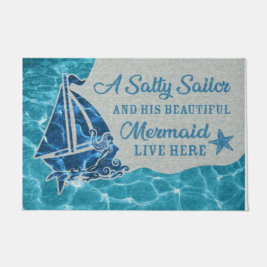Funny A Salty Sailor woont hier Deurmat (Voorkant)