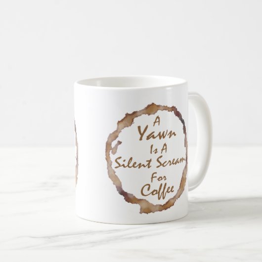Funny A Yawn is een stille schreeuw om koffie Koffiemok (Voorkant rechts)
