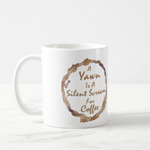 Funny A Yawn is een stille schreeuw om koffie Koffiemok
