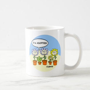 Funny Aangenomen Baby Cactus en Flowers Cartoon Koffiemok