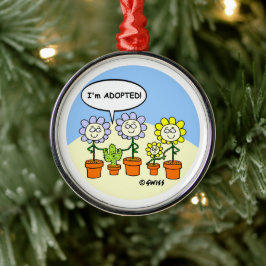 Funny Aangenomen Cartoon kerstboomversiering Metalen Ornament