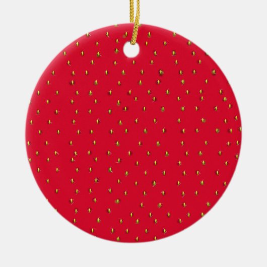 Funny aardbery background red keramisch ornament (Voorkant)